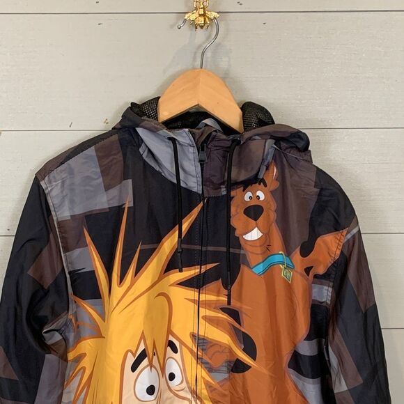 Scooby-Doo Mens Graphic Hoodie raincoat Black zip up size large members only - Picture 3 of 14
